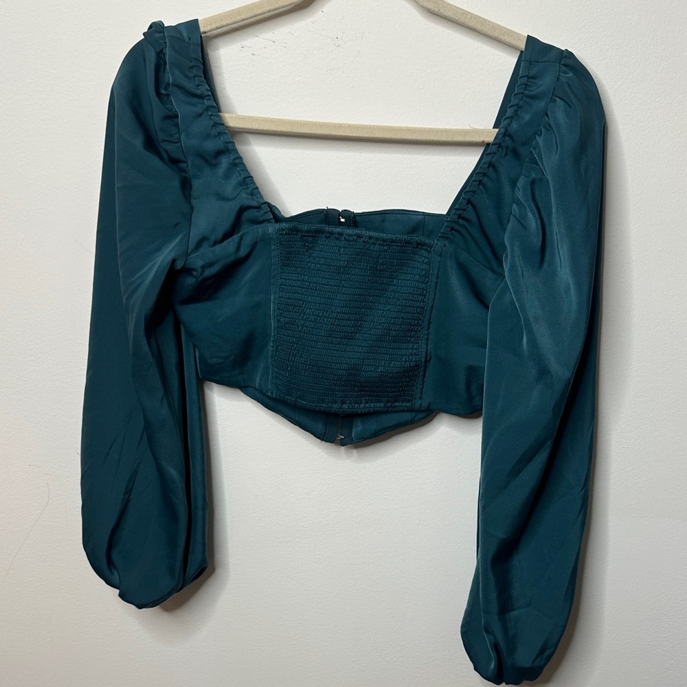 Urban Outfitters Long-Sleeve Square Neck Corset Crop Top - Picture 5 of 5